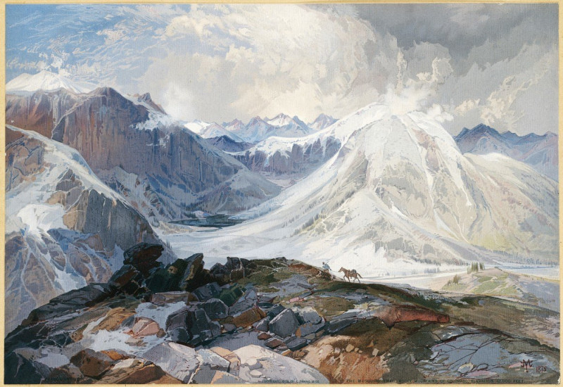 The Mosquito Trail, Rocky Mountains of Colorado, Elevation 12,000 Feet (ca. 1875) reproduction of painting by Thomas Moran. A...