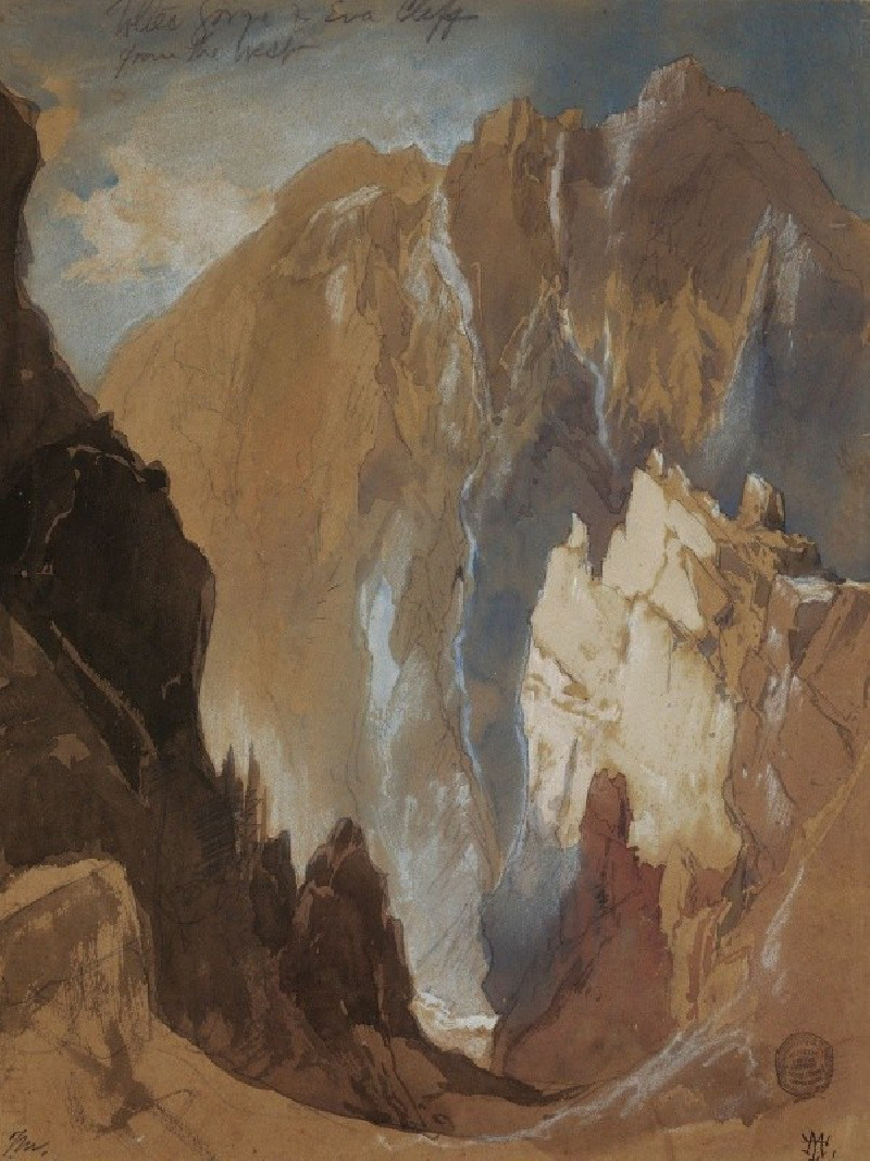 Toltec Gorge and Eva Cliff from the West, Colorado (1892) reproduction of painting by Thomas Moran. ALL GICLEE PRINTS