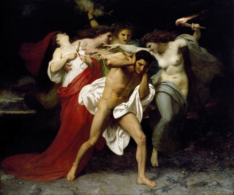 Orestes Pursued By The Furies (1862) reproduction of painting by William Bouguereau. ALL GICLEE PRINTS