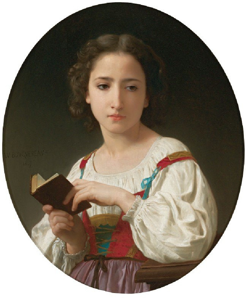 Le Livre D’heures (1867) reproduction of painting by William Bouguereau. ALL GICLEE PRINTS