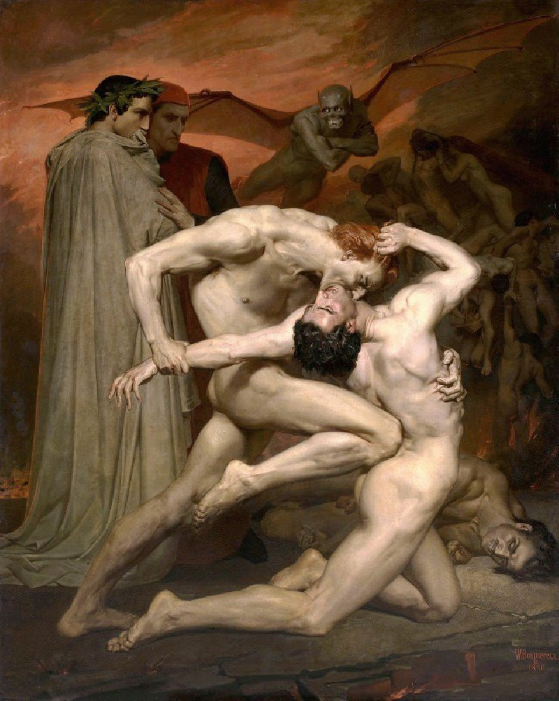 Dante and Virgil in Hell (1850) reproduction of painting by William Bouguereau. ALL GICLEE PRINTS