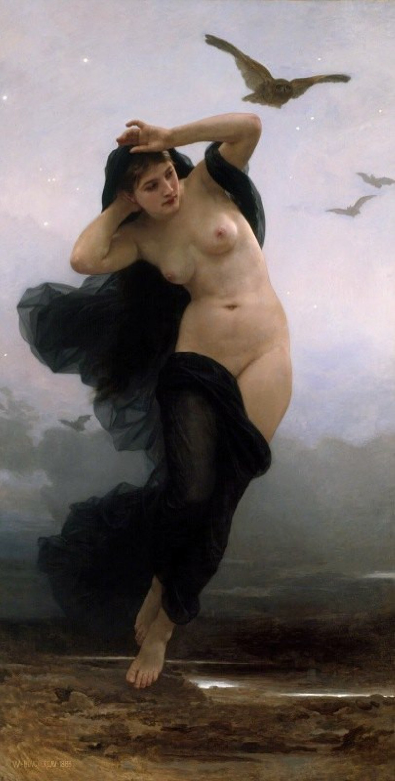 La Nuit (1883) reproduction of painting by William Bouguereau. ALL GICLEE PRINTS