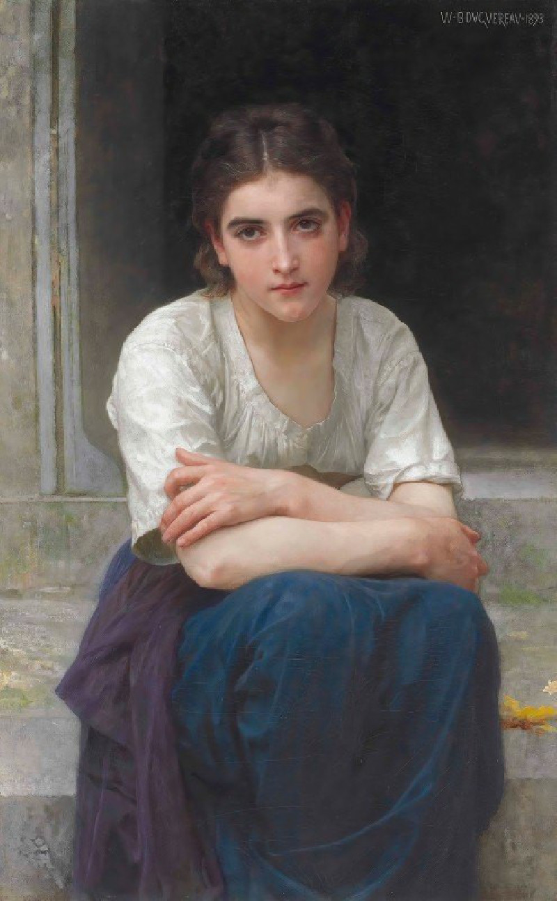 Rêverie sur le seuil (1893) reproduction of painting by William Bouguereau. ALL GICLEE PRINTS