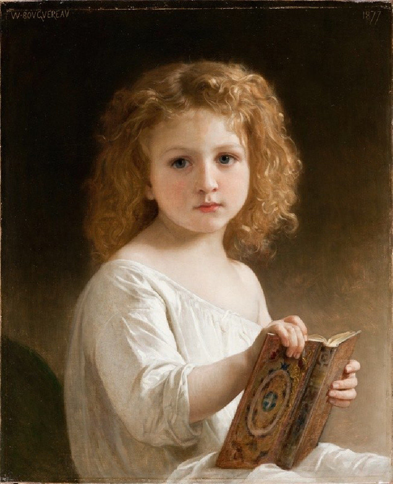 The Story Book (1877) reproduction of painting by William Bouguereau. ALL GICLEE PRINTS