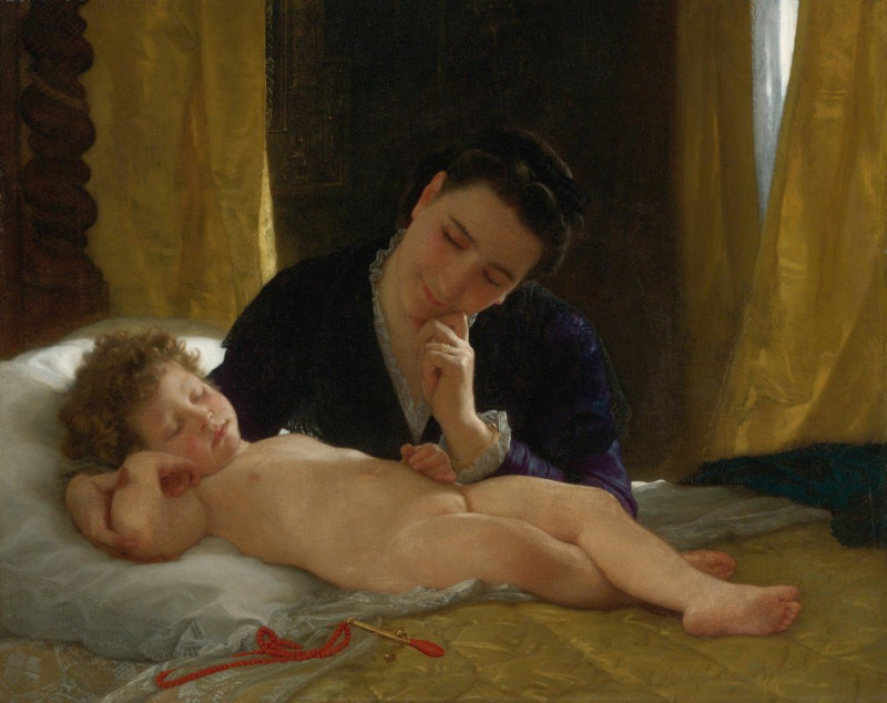 Jeune Mère Contemplant Son Enfant (1871) reproduction of painting by William Bouguereau. ALL GICLEE PRINTS