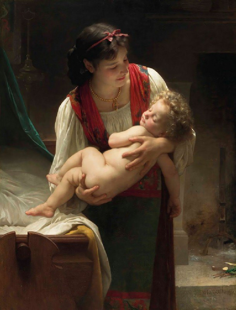 Berceuse (Le coucher) (1873) reproduction of painting by William Bouguereau. ALL GICLEE PRINTS