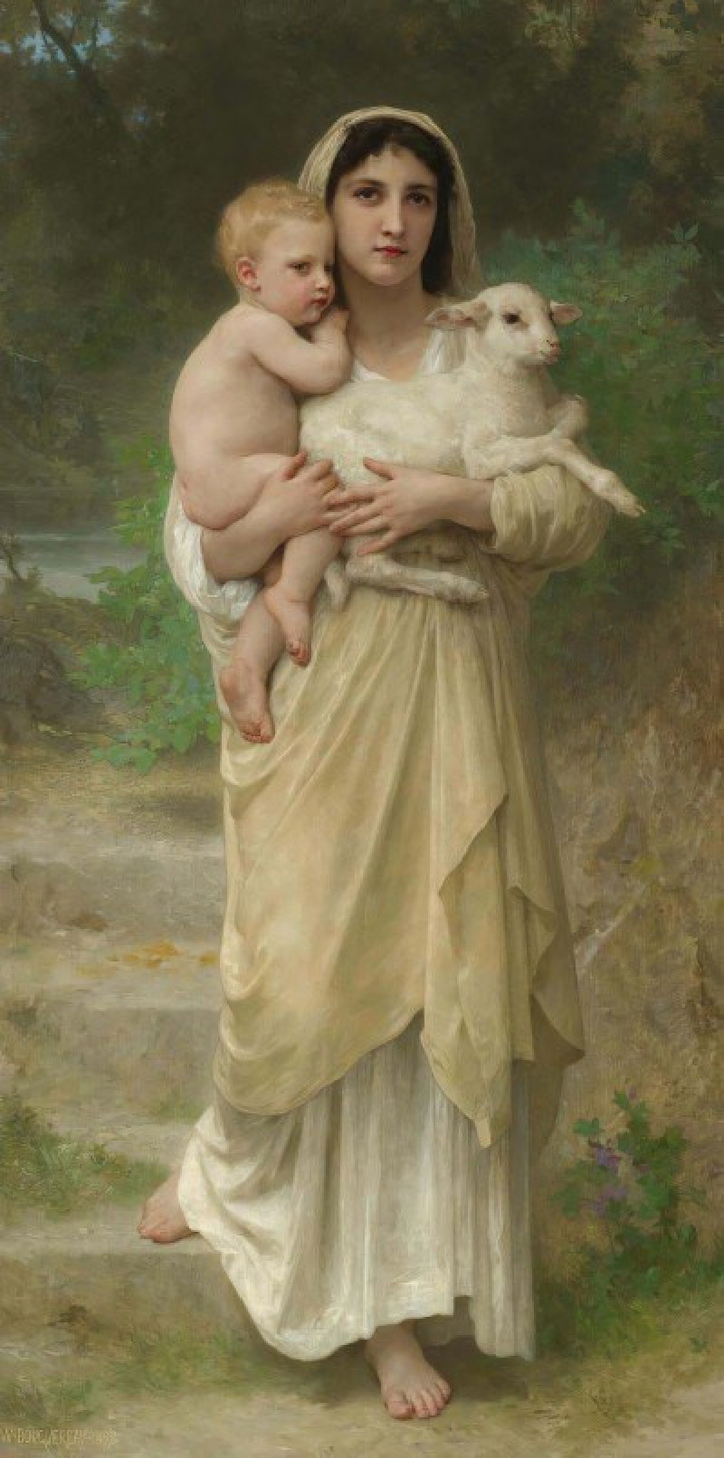 Les Agneaux (1897) reproduction of painting by William Bouguereau. ALL GICLEE PRINTS