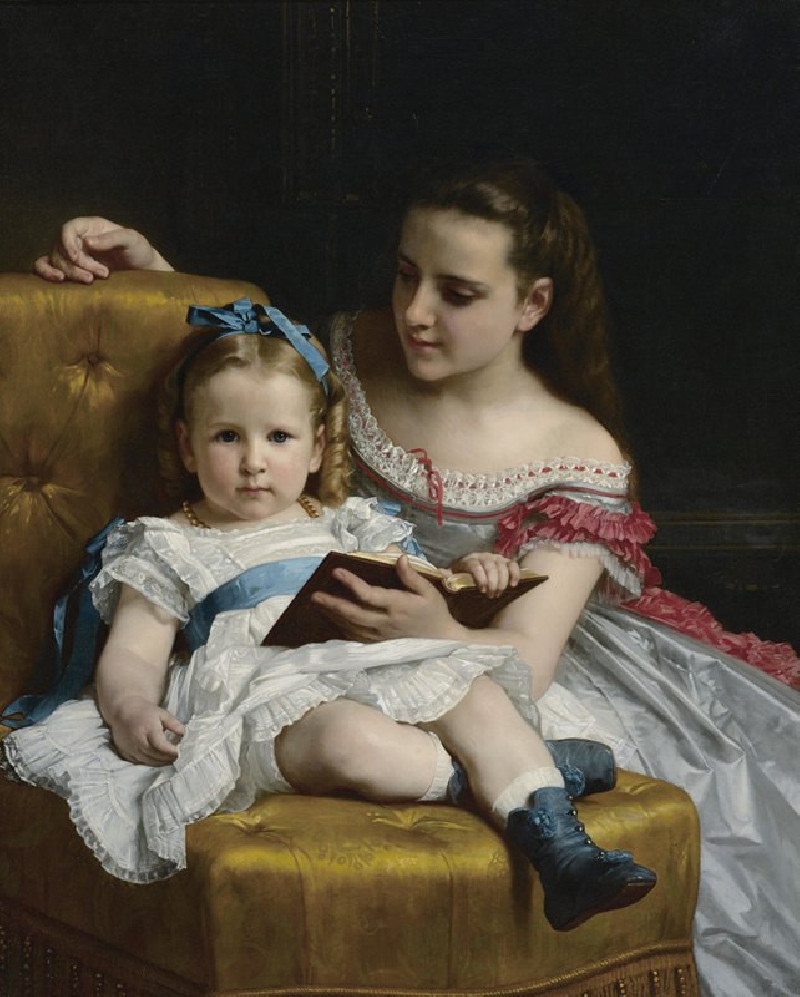 A portrait of Eva and Frances Johnston (1869) reproduction of painting by William Bouguereau. ALL GICLEE PRINTS