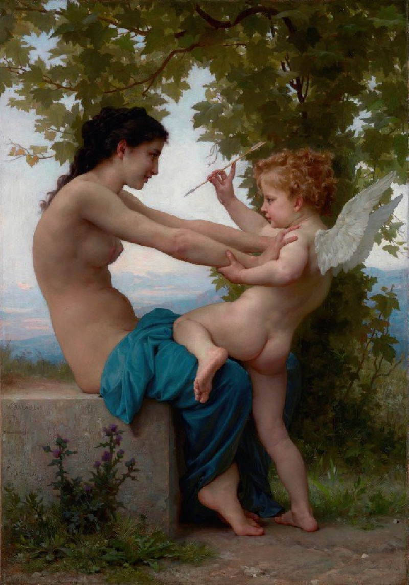 A Young Girl Defending Herself against Eros (about 1880) reproduction of painting by William Bouguereau. ALL GICLEE PRINTS