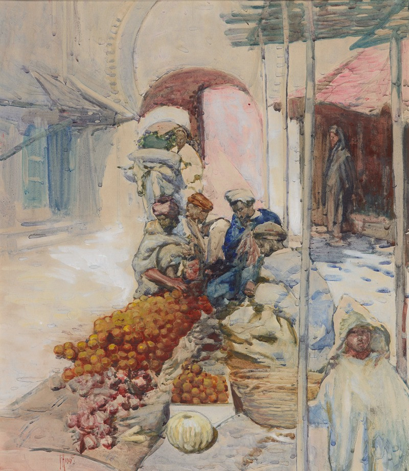 The orange sellers, Tangiers (1905) reproduction of painting by Frances Hodgkins. ALL GICLEE PRINTS