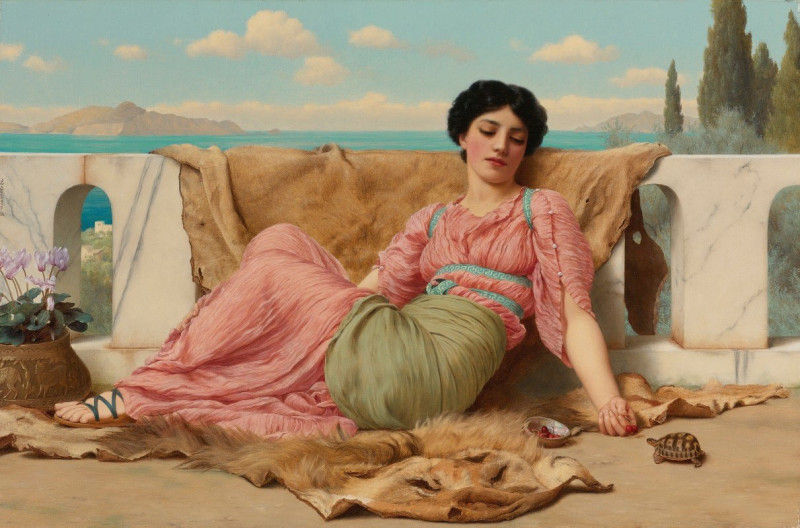 The Quiet Pet (1906) reproduction of painting by John William Godward. ALL GICLEE PRINTS