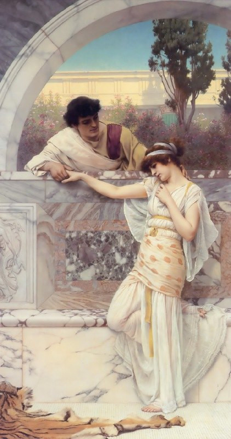 John William Godward reprodukcija Yes or No Date (1893), VISOS REPRODUKCIJOS , paveikslai, reprodukcijos internetu