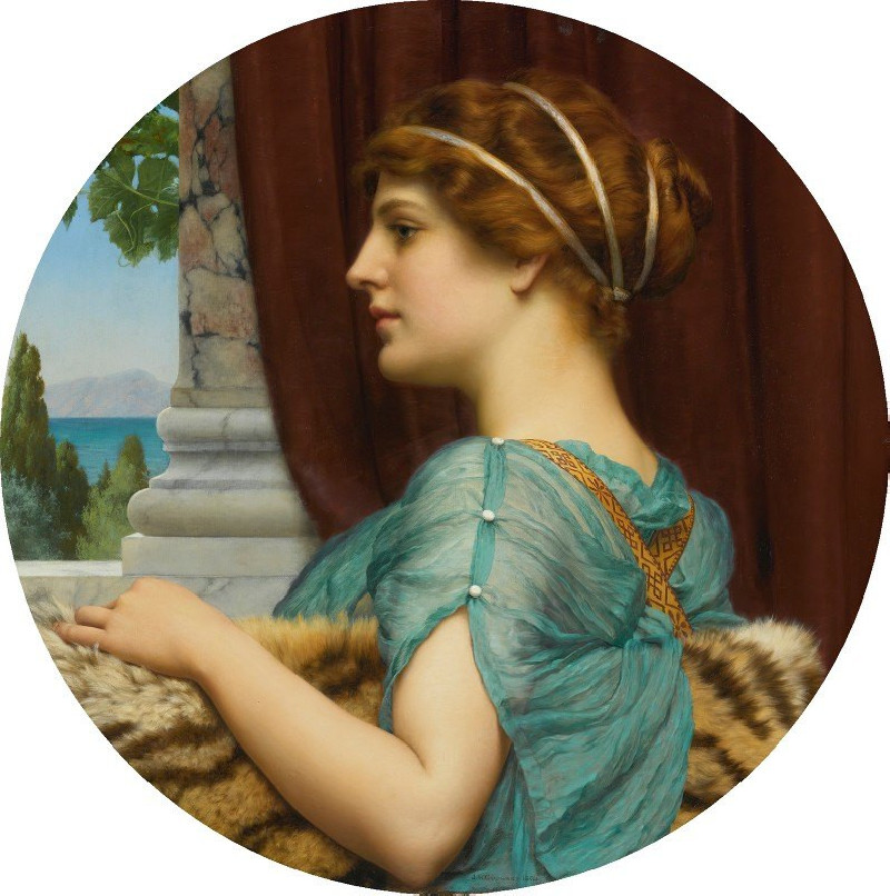 A Pompeian Lady (1904) reproduction of painting by John William Godward. ALL GICLEE PRINTS