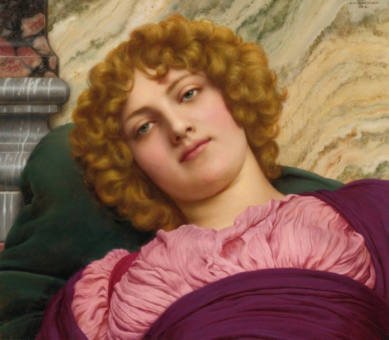 John William Godward reprodukcija Myrhinna (1915), VISOS REPRODUKCIJOS , paveikslai, reprodukcijos internetu