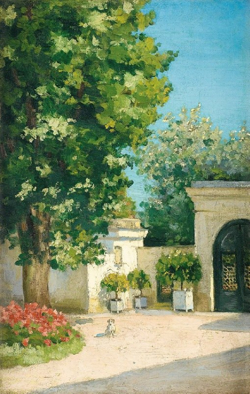 Yerres. De L’Exèdre, Le Porche De La Demeure Familiale (circa 1875) reproduction of painting by Gustave Caillebotte. ALL GICL...