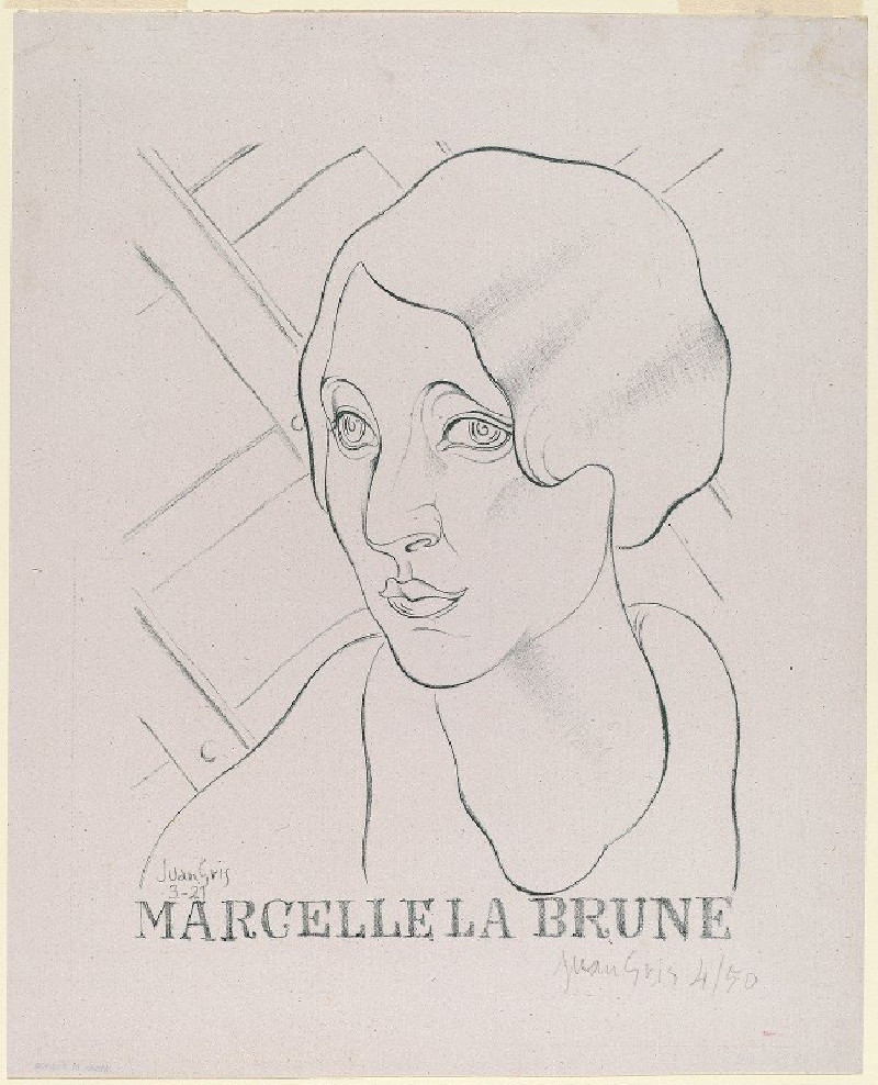 Marcelle la Brune (April 1921) reproduction of painting by Juan Gris. ALL GICLEE PRINTS