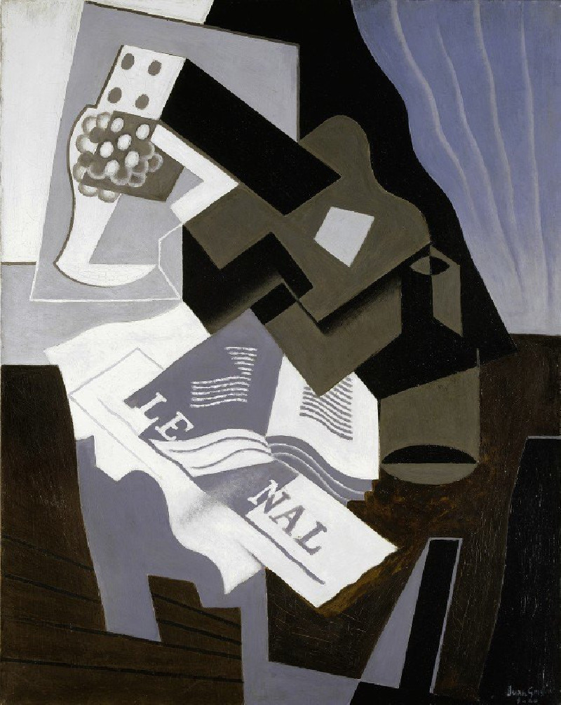 Guitar, Book and Newspaper (1920) reproduction of painting by Juan Gris. ALL GICLEE PRINTS