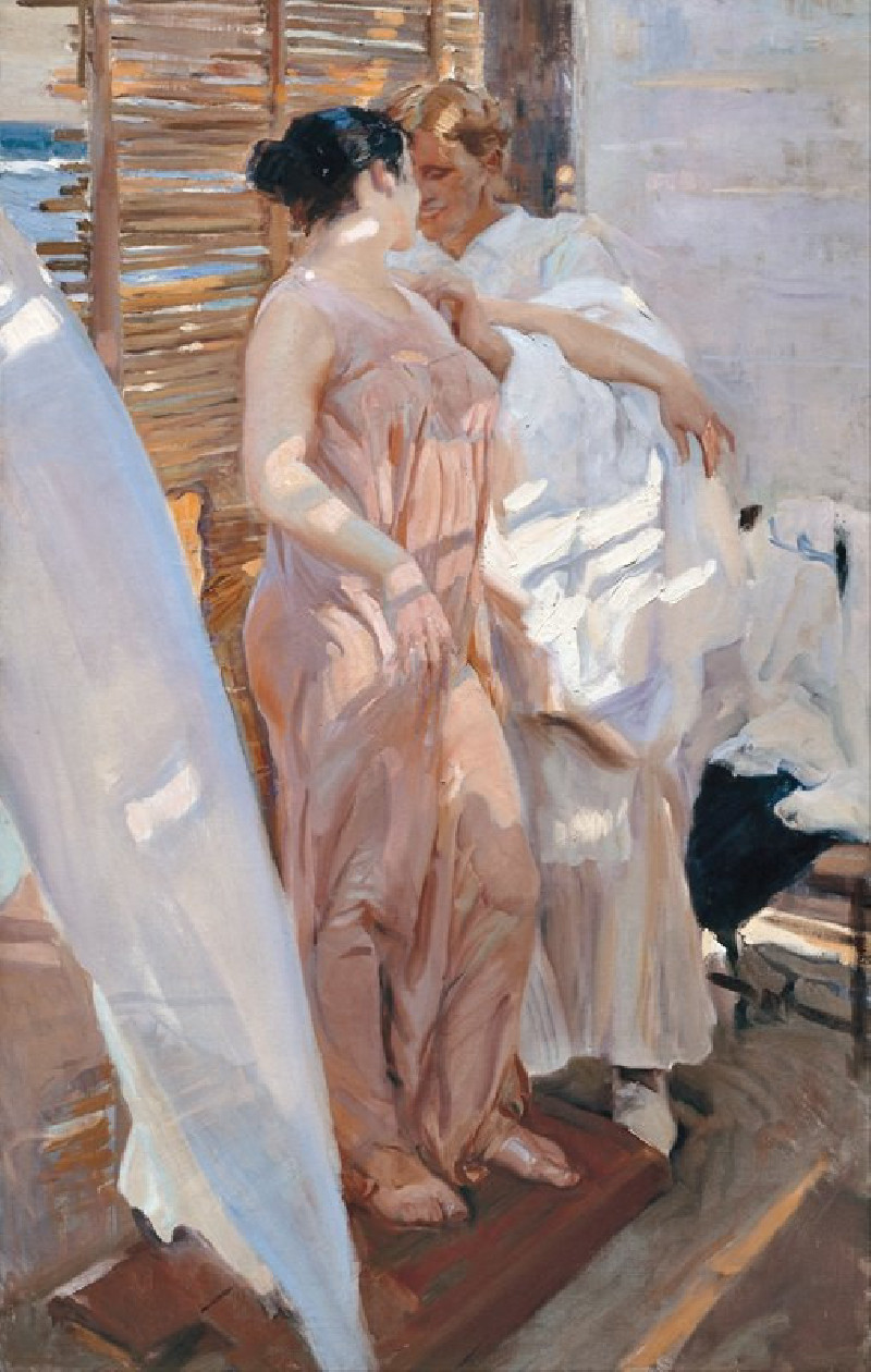 Joaquín Sorolla reprodukcija The Pink Robe. After the Bath (1916), VISOS REPRODUKCIJOS , paveikslai, reprodukcijos internetu