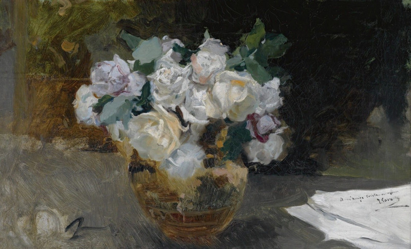 Joaquín Sorolla reprodukcija Bodegon De Rosas Blancas (Bouquet Of White Roses), VISOS REPRODUKCIJOS , paveikslai, reprodukcij...