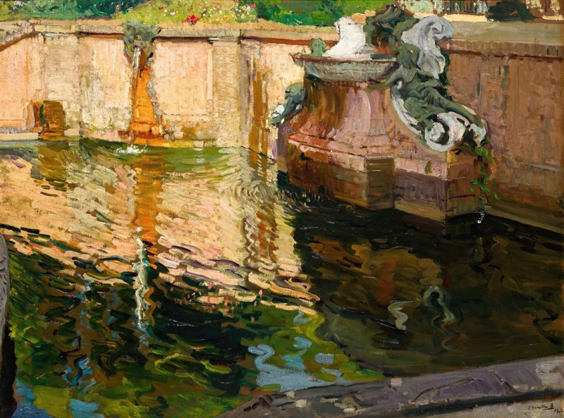 La Fuente De Los Caballos, La Granja (The Horses Fountain, La Granja) ( 1907) reproduction of painting by Joaquín Sorolla. AL...