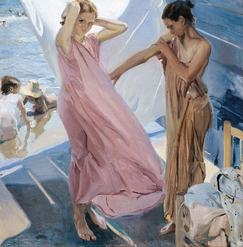 After Bathing, Valencia (1909) reproduction of painting by Joaquín Sorolla. ALL GICLEE PRINTS