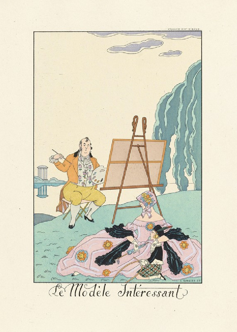 Le Modèle Intéressant(The Interesting Model) (1922–1926) reproduction of painting by George Barbier. ALL GICLEE PRINTS