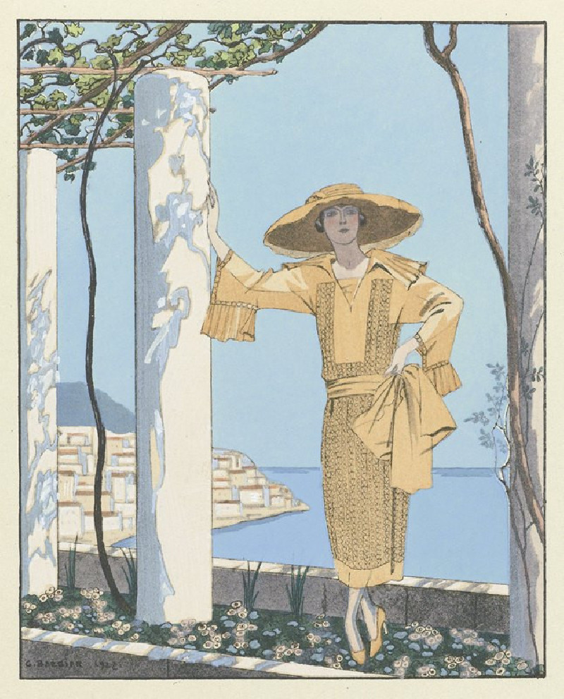 Amalfi. Robe, de Worth (1922) reproduction of painting by George Barbier. ALL GICLEE PRINTS