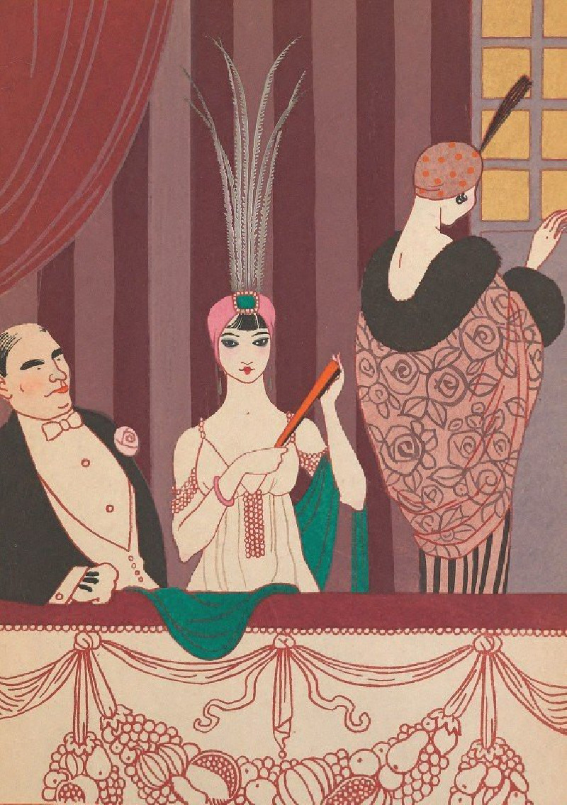 La Loge (1914) reproduction of painting by George Barbier. ALL GICLEE PRINTS