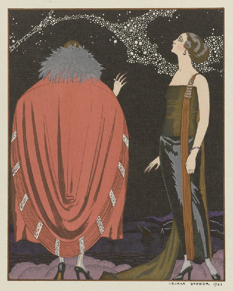 Evening Attire (1921) reproduction of painting by George Barbier. ALL GICLEE PRINTS