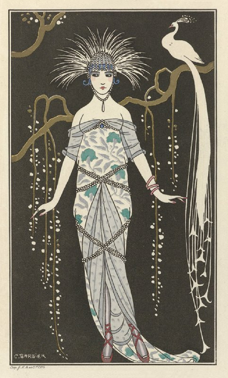 Grande robe du soir (1914) reproduction of painting by George Barbier. ALL GICLEE PRINTS