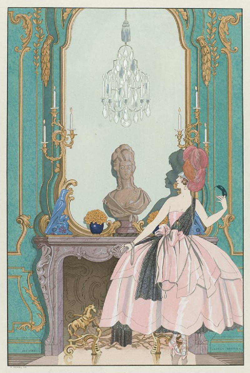 George Barbier reprodukcija Mademoiselle Sorel en grand habit (1921), VISOS REPRODUKCIJOS , paveikslai, reprodukcijos internetu