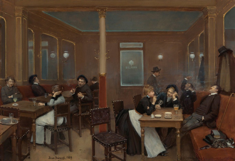 Brasserie D’étudiants (Student Brasserie) (1889) reproduction of painting by Jean Béraud. ALL GICLEE PRINTS