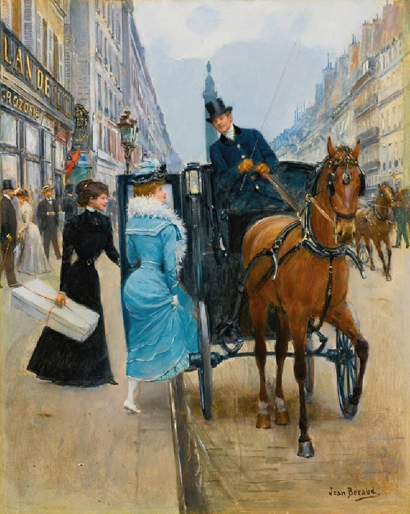 Courses Rue De La Paix reproduction of painting by Jean Béraud. ALL GICLEE PRINTS