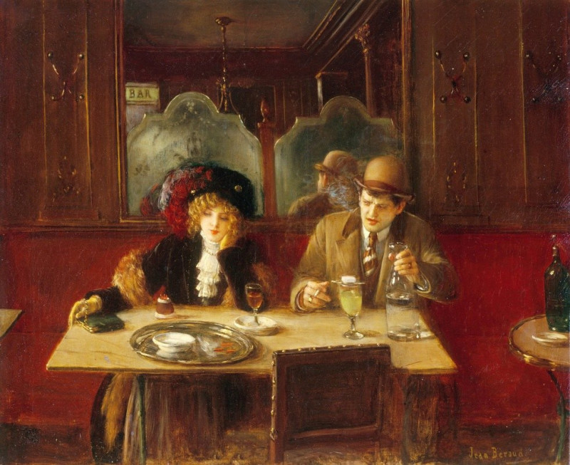 Au café, dit l’Absinthe (1909) reproduction of painting by Jean Béraud. ALL GICLEE PRINTS