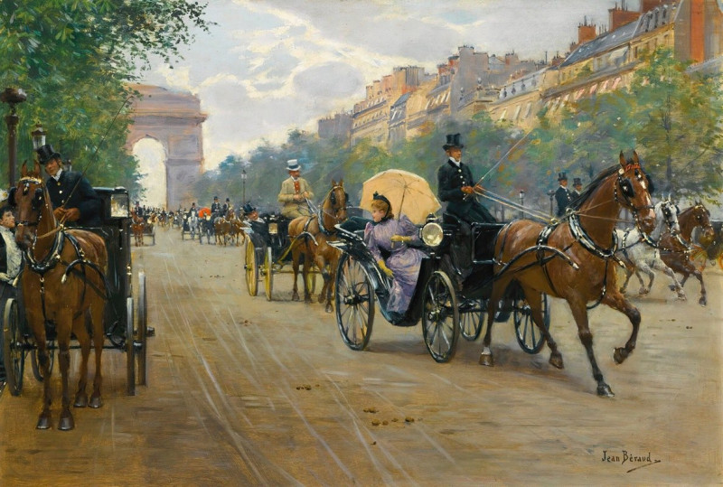 Scène Sur Les Champs-Élysées reproduction of painting by Jean Béraud. ALL GICLEE PRINTS