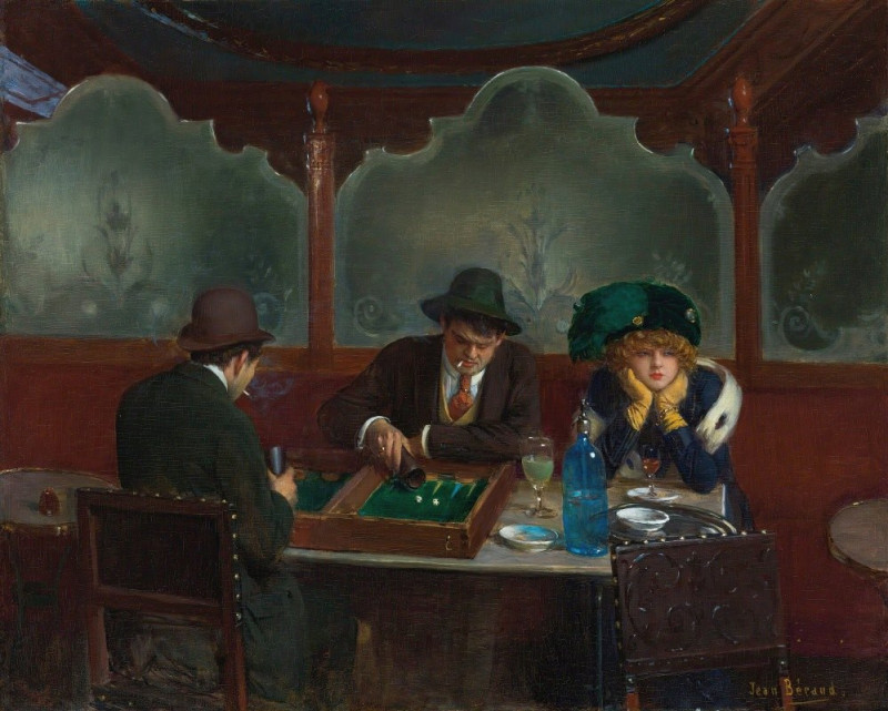 Les joueurs de jacquet backgammon reproduction of painting by Jean Béraud. ALL GICLEE PRINTS