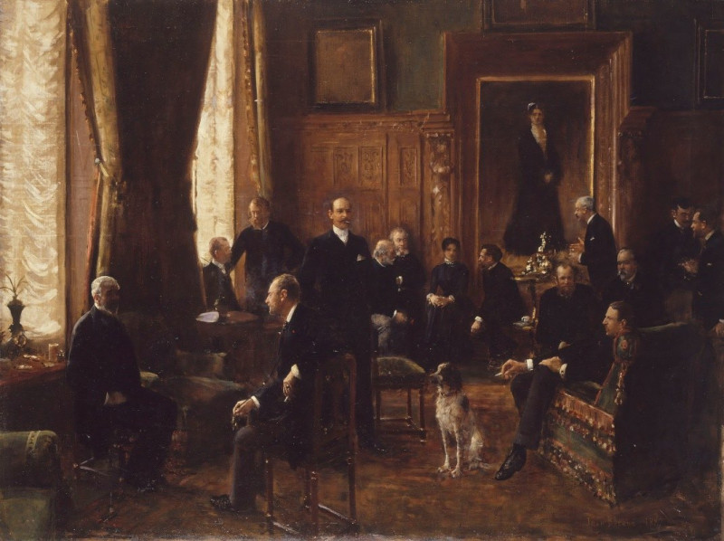 Le salon de la comtesse Potocka (1887) reproduction of painting by Jean Béraud. ALL GICLEE PRINTS