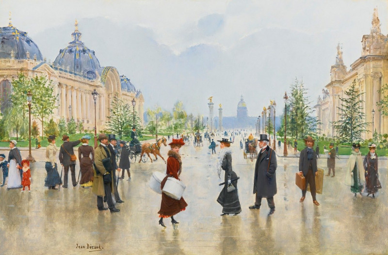 Entre Le Petit Et Le Grand Palais, Avenue Alexandre-III reproduction of painting by Jean Béraud. ALL GICLEE PRINTS