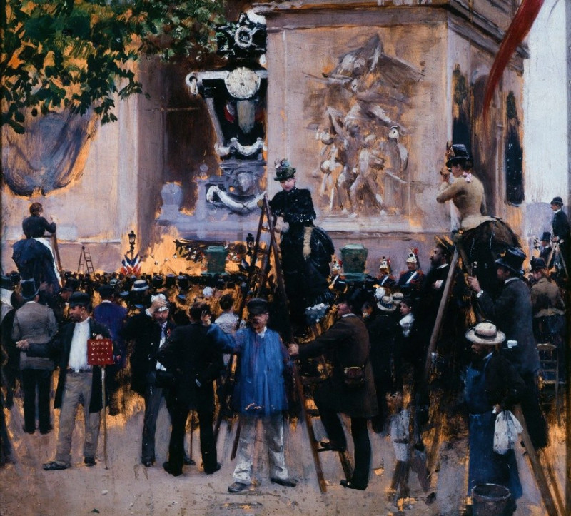 Les funérailles de Victor Hugo, place de l’Étoile (1er juin 1885) (1885) reproduction of painting by Jean Béraud. ALL GICLEE ...