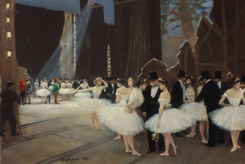 Les coulisses de l’Opéra de Paris (1889) reproduction of painting by Jean Béraud. ALL GICLEE PRINTS