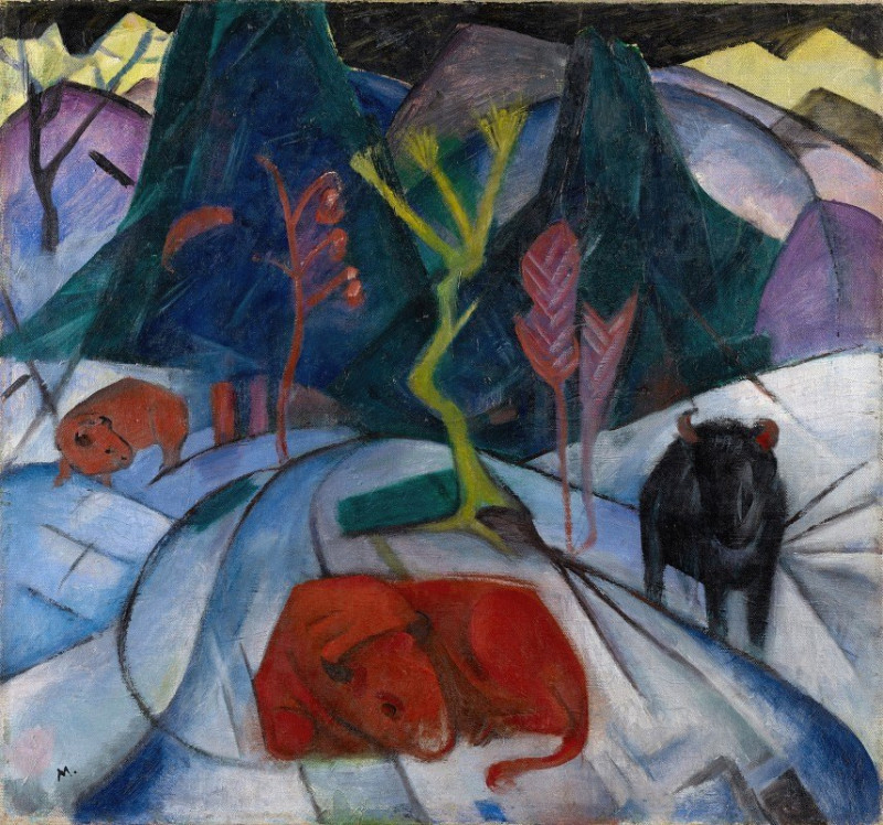 A Bison in Winter (The Red Bison) (1913) reproduction of painting by Franz Marc. ALL GICLEE PRINTS