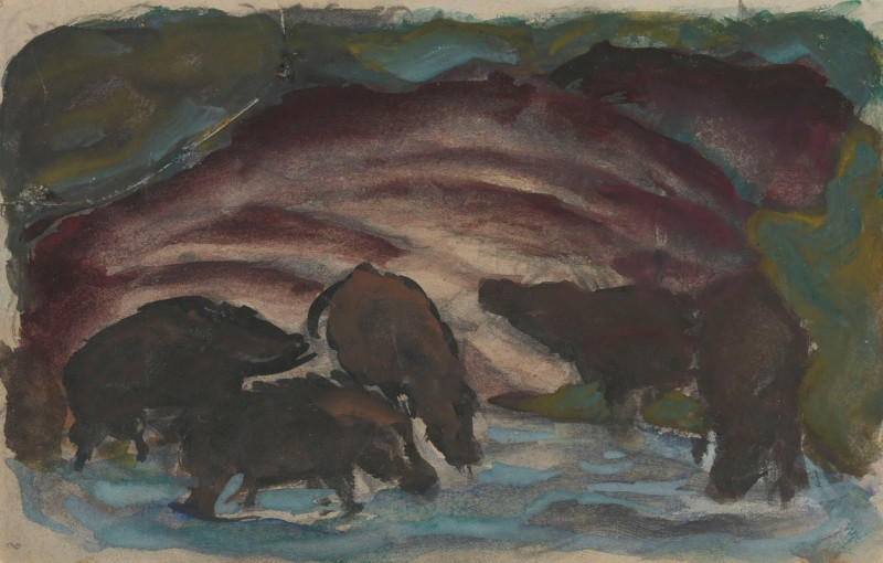 Wild Boars in the Water (1910-1911) reproduction of painting by Franz Marc. ALL GICLEE PRINTS