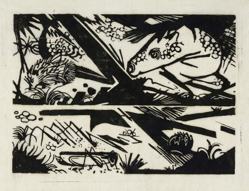 Franz Marc reprodukcija Horse and hedgehog (1913), VISOS REPRODUKCIJOS , paveikslai, reprodukcijos internetu