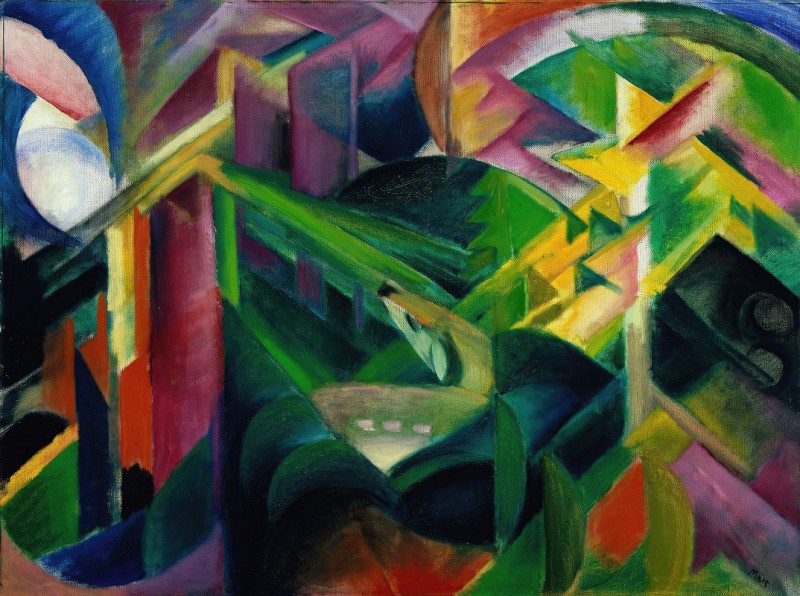 Deer in the monastery garden (1912) reproduction of painting by Franz Marc. ALL GICLEE PRINTS