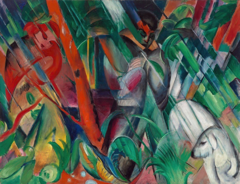 In the Rain (1912) reproduction of painting by Franz Marc. ALL GICLEE PRINTS