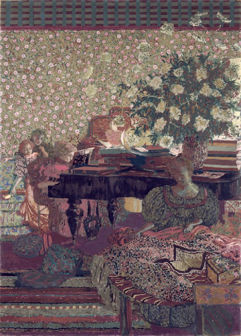 Personnages dans un intérieur. La musique (1896) reproduction of painting by Édouard Vuillard. ALL GICLEE PRINTS