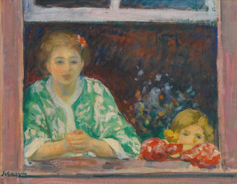 Henri Lebasque reprodukcija Femme Et Fillette À La Fenêtre, VISOS REPRODUKCIJOS , paveikslai, reprodukcijos internetu