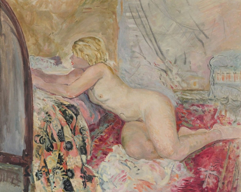 Nu Allongé Contre Un Lit reproduction of painting by Henri Lebasque. ALL GICLEE PRINTS