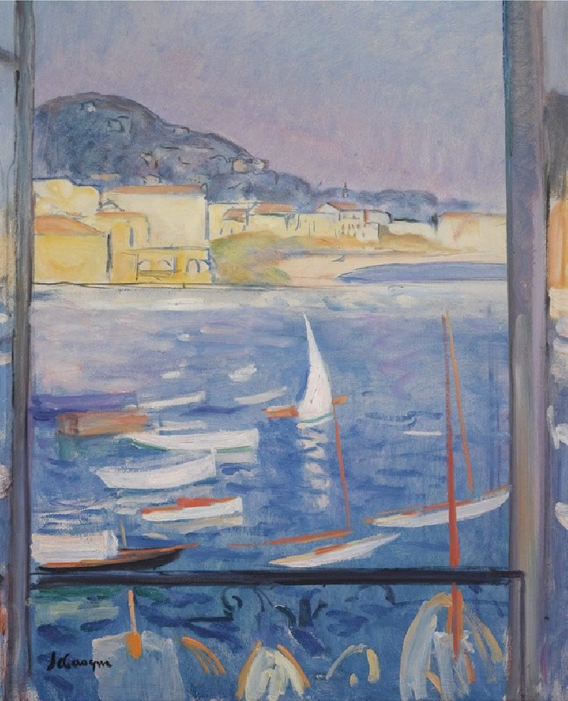 Villefranche-Sur-Mer, Fenêtre Ouverte Sur Le Port (1926) reproduction of painting by Henri Lebasque. ALL GICLEE PRINTS