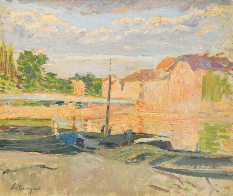 Henri Lebasque reprodukcija Péniches Au Bord De La Marne (1905), VISOS REPRODUKCIJOS , paveikslai, reprodukcijos internetu